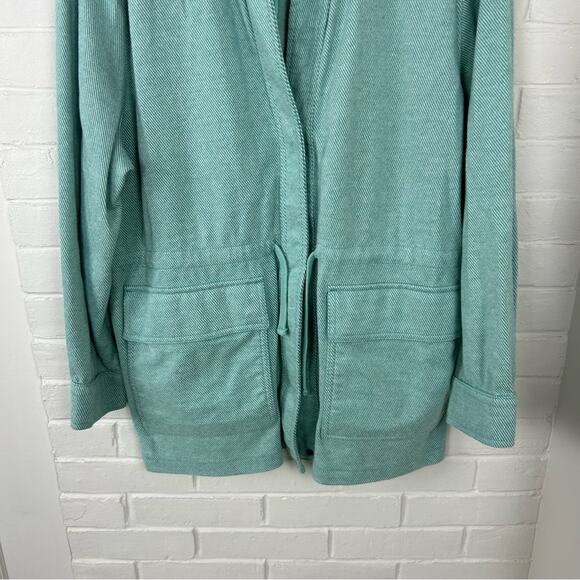 Lands’ End Teal Aqua Knit Snap Front Lightweight Jacket Size 1X - Picture 3 of 11